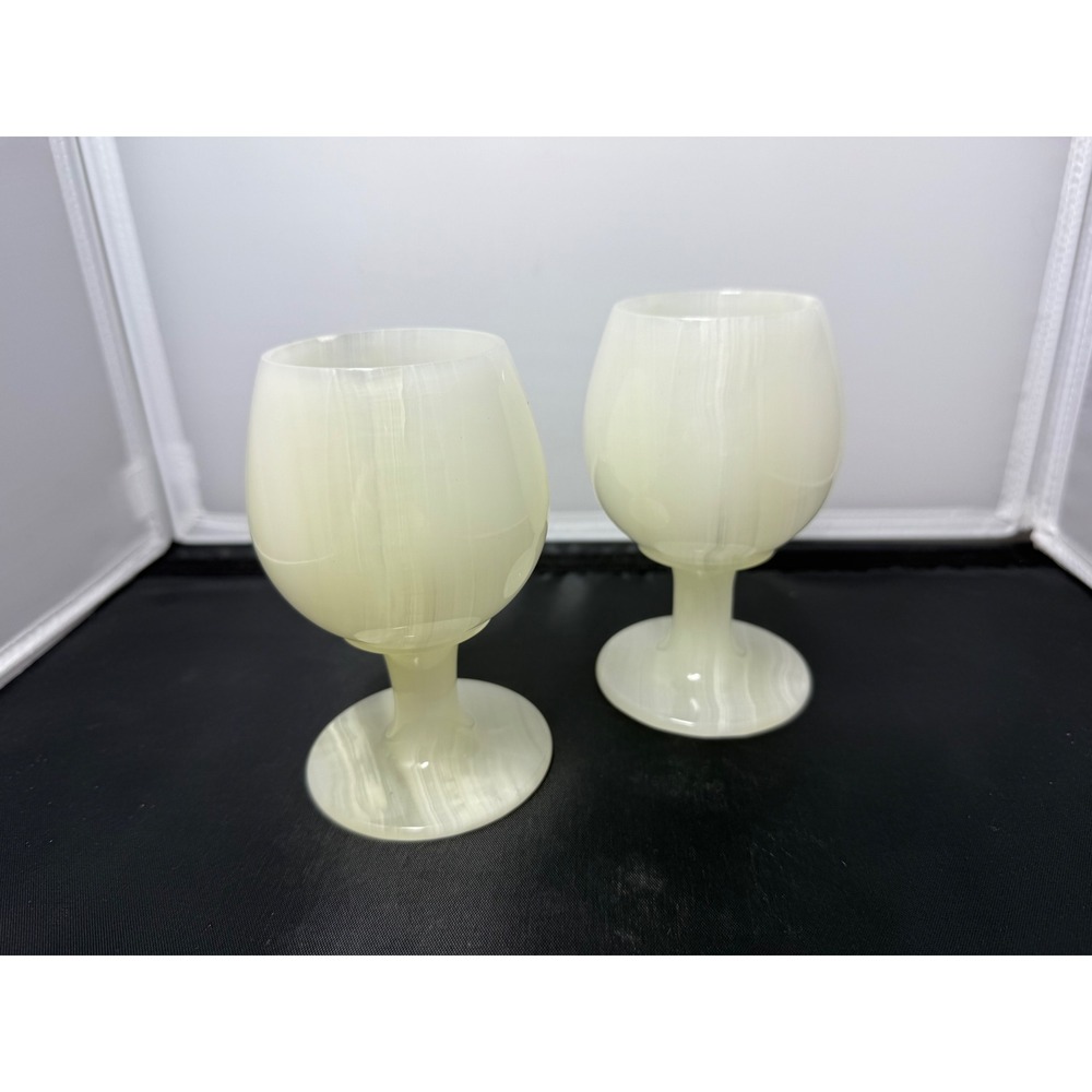 Onyx Marble Wine Goblets Set of 2 Stone Wine Glasses Decorative Barware - Picture 6 of 6